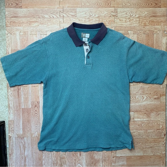 Vintage Haggar Golf Polo Shirt Mens Medium Blue Short Sleeve Crazy Abstract 90s - Picture 2 of 8